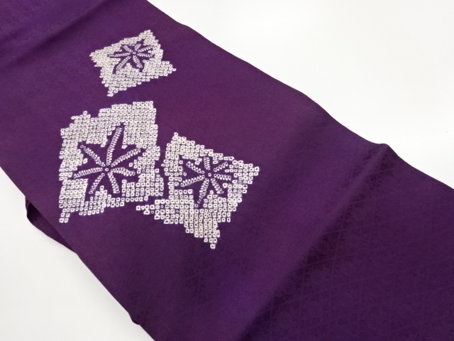 絞り変わり色紙に花々模様名古屋帯